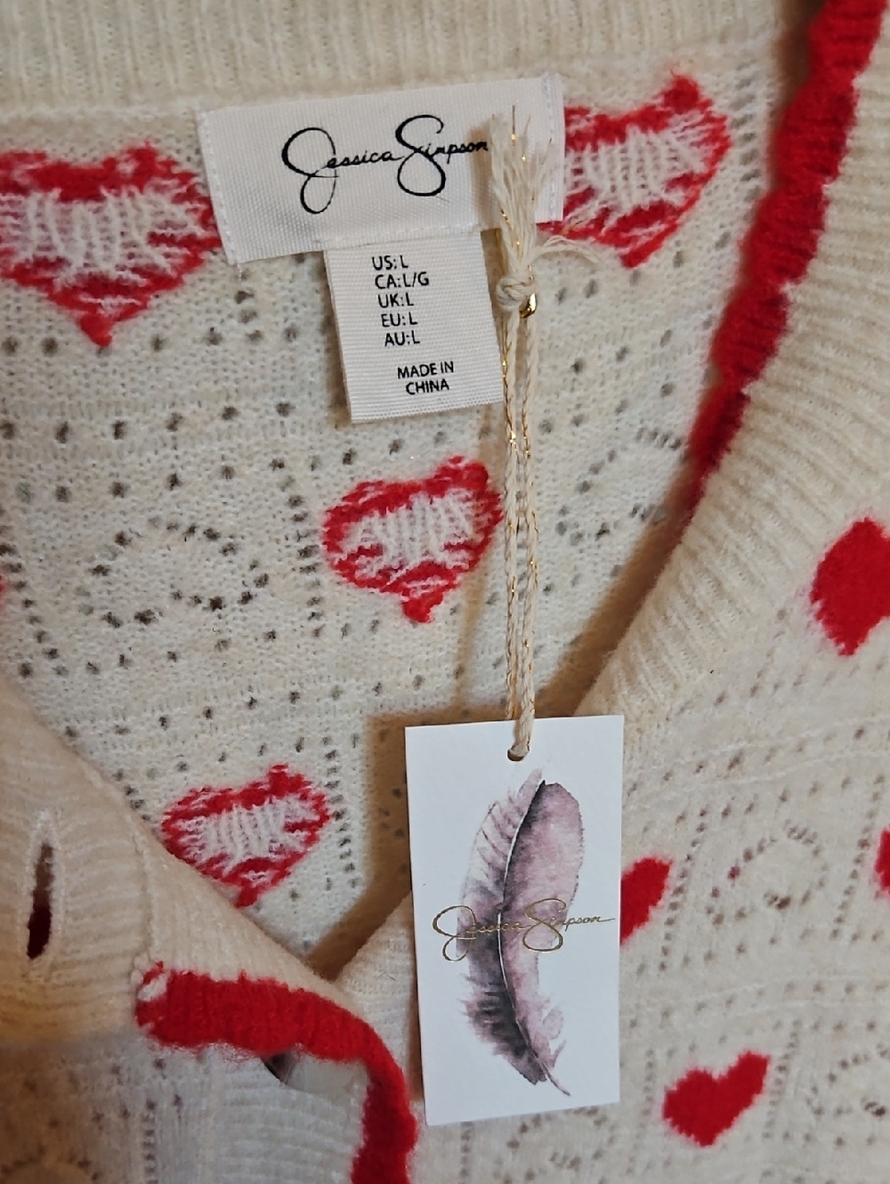 NWT Jessica Simpson Hearts Sweater - Picture 2 of 7